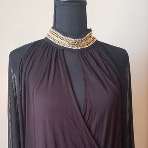 Black blouse with chain neck